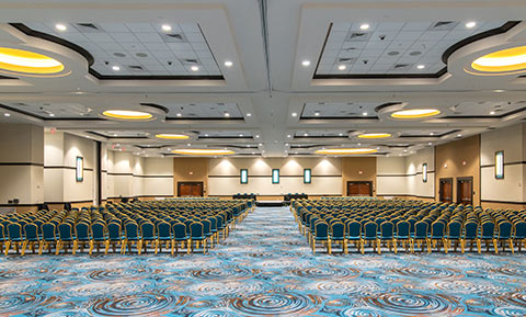 view of the meeting room set up for a convention
