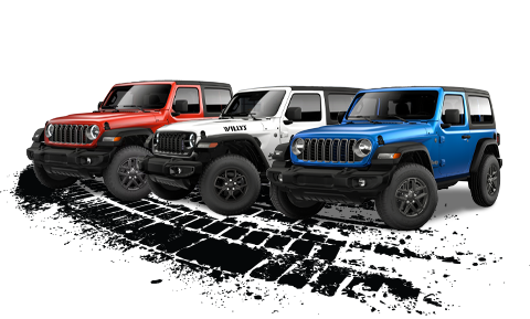 red white and blue jeeps